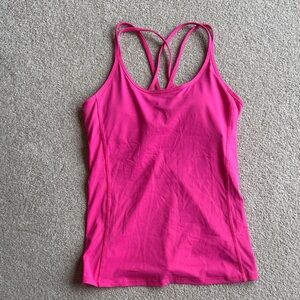 Pink workout top with built in bra